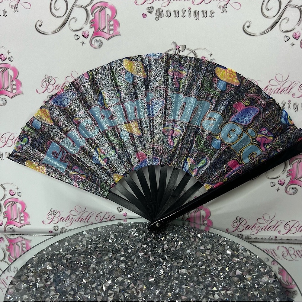 Colorful Magic Hand Fan sparkly big large fan funny humor fan